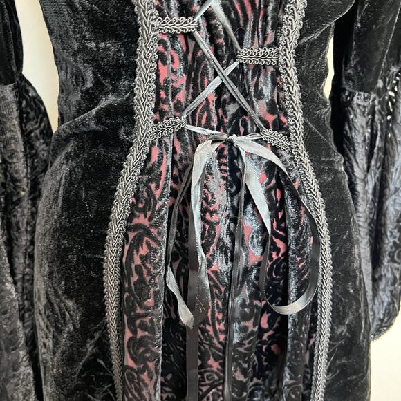 Vtg Lip Service Sz M Gothic Renaissance Velvet Dress Whimsigoth Vampire Rare - Picture 6 of 16